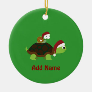 Weihnachtsnachtsnacht auf einer Schildkröte Keramik Ornament