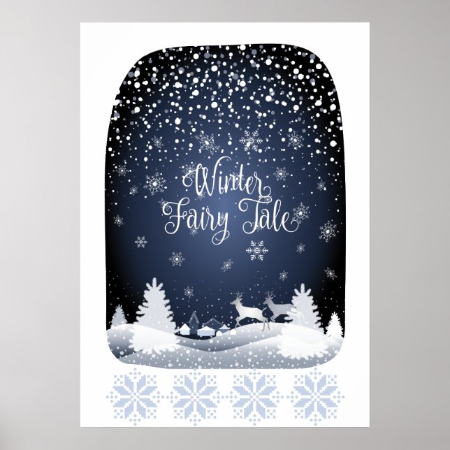 Weihnachtsnachtsnacht Märchen Fantasy Snowy Forest Poster (Vorne)