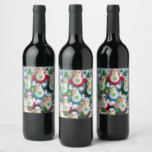 Weihnachtsnachtsnacht und Getränke-Label Set Pingu Weinetikett