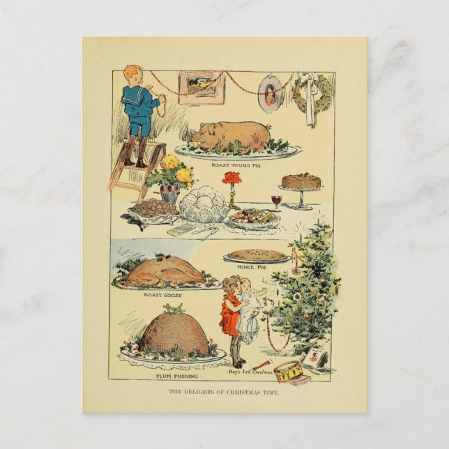Weihnachtsnachtsnachtsnacht aus antikem Kochbuch Postkarte (Vorderseite)