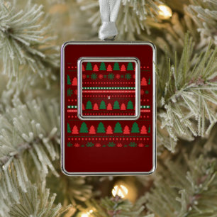 Weihnachtsnachtsnachtsnacht und -getränk-Set Rahmen-Ornament Silber