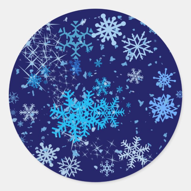 Weihnachtsnachtsschnee Runder Aufkleber (Vorderseite)