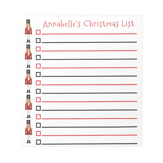 Weihnachtsnährstoffhändler Einkaufsliste personali Notizblock (Vorderseite)