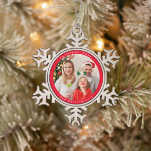 Weihnachtsname Angepasst Schneeflocken Zinn-Ornament