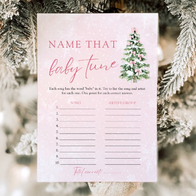 Weihnachtsname, dass Baby Tune Baby Shooting Game Einladung (Pink Bows Christmas Name That Baby Tune Baby Shower Game)