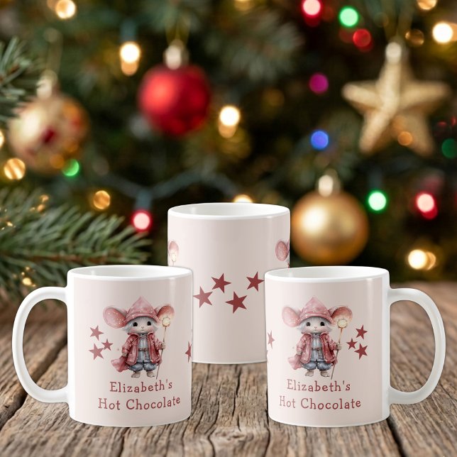 Weihnachtsname Maus rosa heiße Schokolade Tasse (Von Creator hochgeladen)