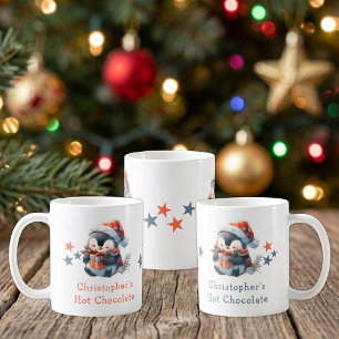 Weihnachtsname Pinguin blau Heißgetränk-Tasse Kaffeetasse
