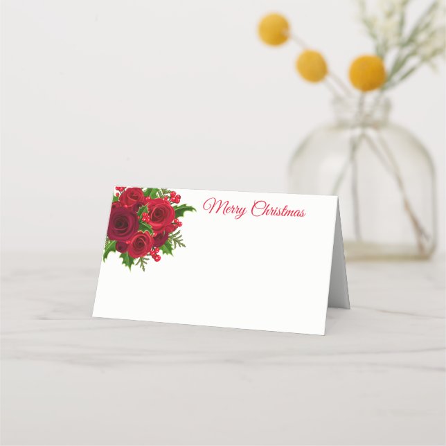 Weihnachtsname Platzkarte-Rote Rosen Platzkarte (Vorderseite)