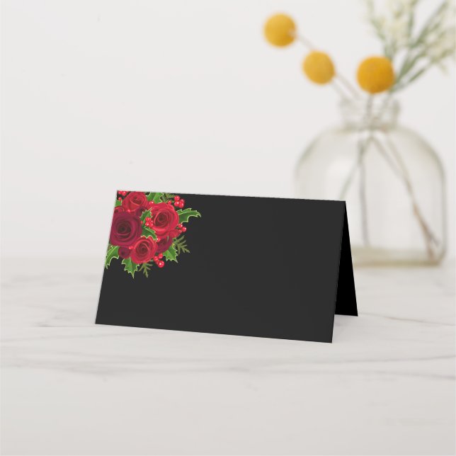 Weihnachtsname Platzkarte-Rote Rosen Platzkarte (Vorderseite)