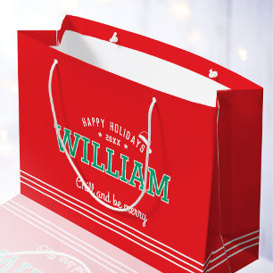 Weihnachtsname Typografie Red Green Große Geschenktüte
