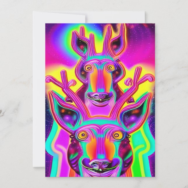 Weihnachtsneon Reindeer Grußkarte Feiertagskarte (Vorderseite)