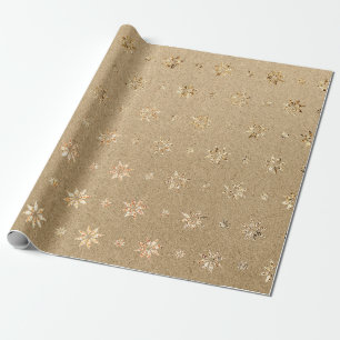 Weihnachtsneues Jahr-goldener Glitzer hat Schnee Geschenkpapier