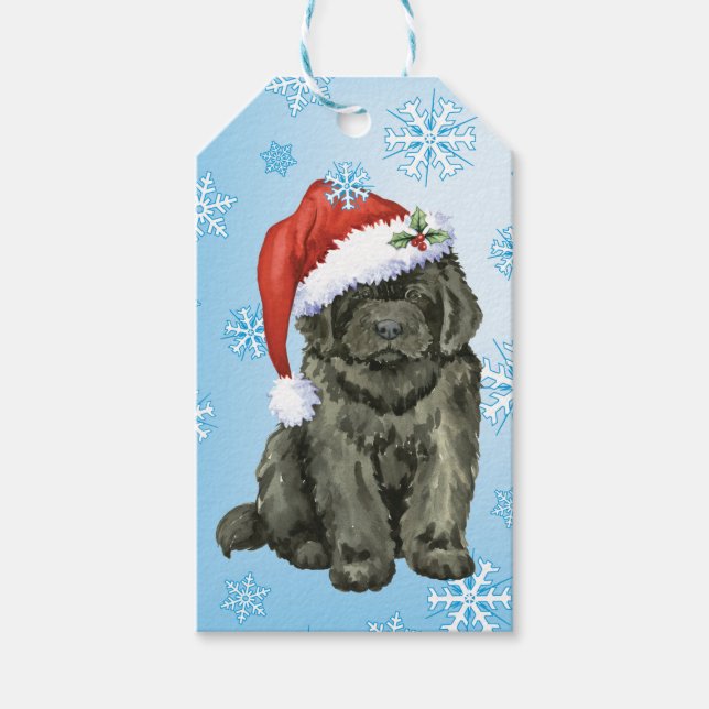 Weihnachtsneufundland Geschenkanhänger (Vorderseite)