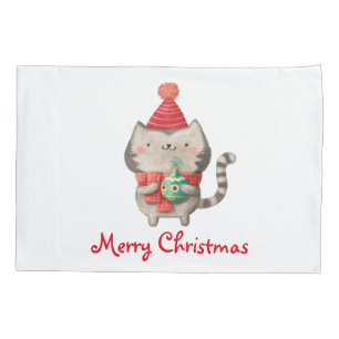 Weihnachtsniedliche Katze Kissenbezug