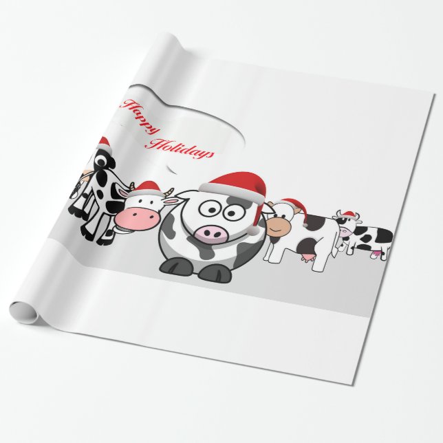 Weihnachtsniedliche Kuh-glückliche Feiertage Geschenkpapier (Ungerollt)