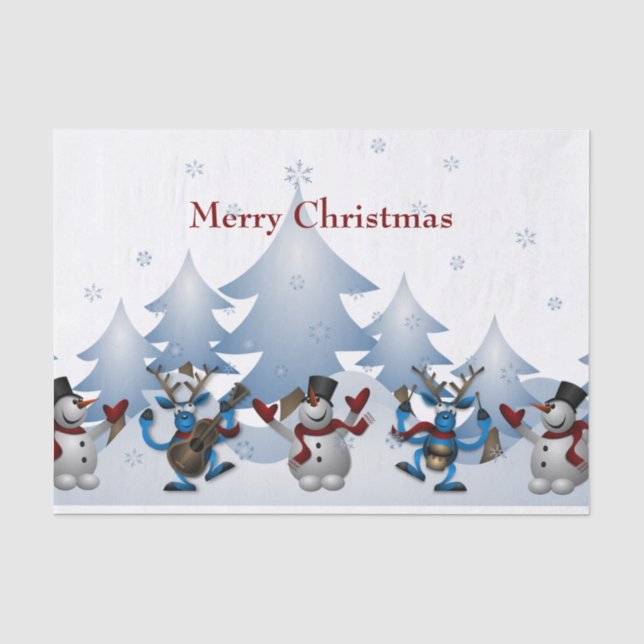 Weihnachtsniedliches Snowman-und -ren-Band Seidenpapier (Vorderseite)