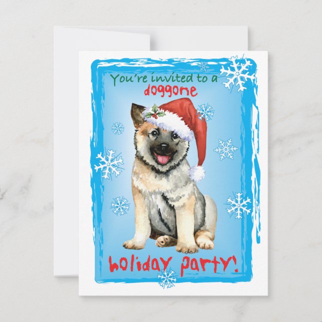 Weihnachtsnorwegisch-Elkhound Feiertagskarte (Vorderseite)