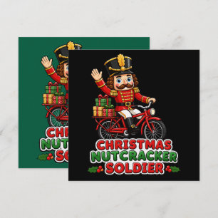 Weihnachtsnussknacker Soldat auf Fahrrad Karte