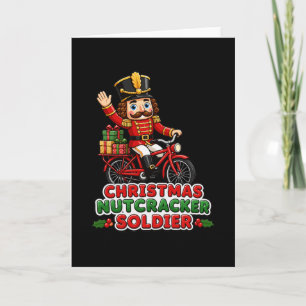 Weihnachtsnussknacker Soldat auf Fahrrad Karte