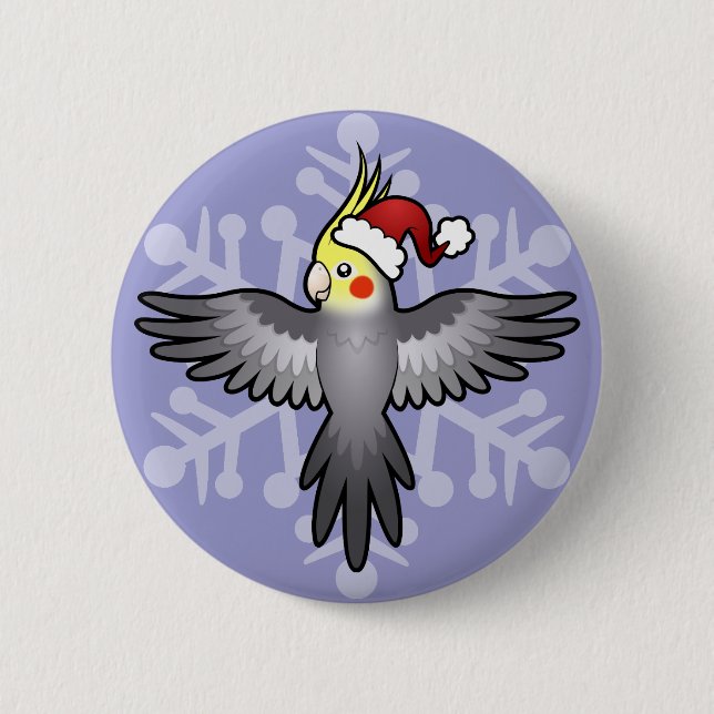 Weihnachtsnymphensittich Button (Vorderseite)