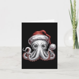Weihnachtsoctopus mit Weihnachtsmannmütze für Krak Karte
