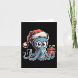 Weihnachtsoctopus mit Weihnachtsmannmütze für Krak Karte