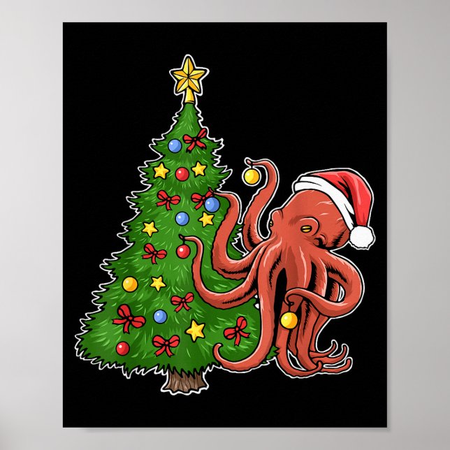 Weihnachtsoctopus Poster (Vorne)