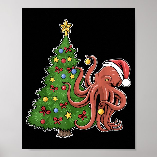 Weihnachtsoctopus Poster (Vorne)