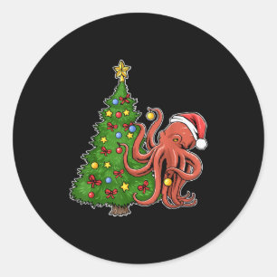 Weihnachtsoctopus Runder Aufkleber
