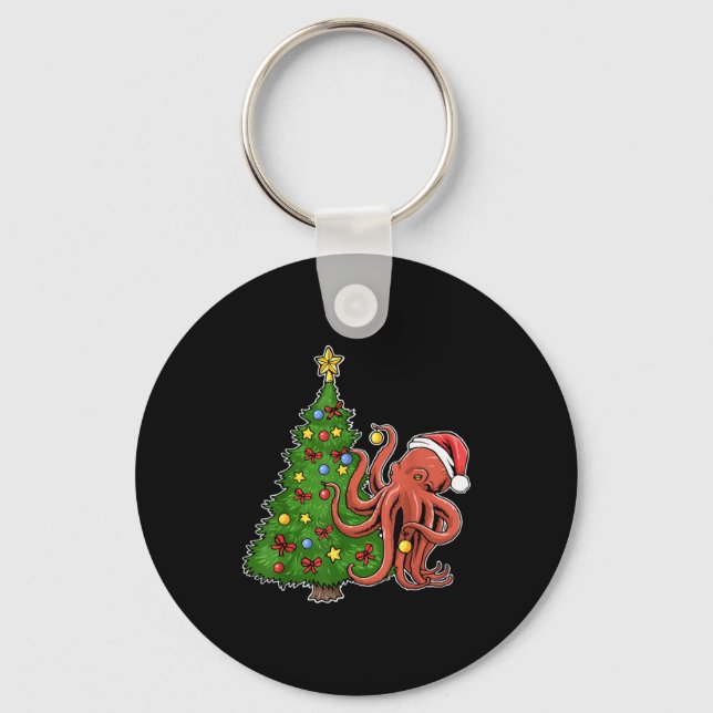 Weihnachtsoctopus  schlüsselanhänger (Vorderseite)
