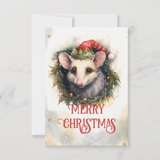 Weihnachtsopossum Farbe Dankeskarte (Vorderseite)