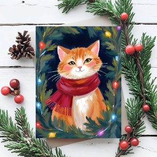 Weihnachtsorange Katze Festives Haustier Feiertagspostkarte