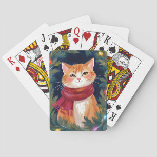 Weihnachtsorange Katze Festives Haustier Spielkarten
