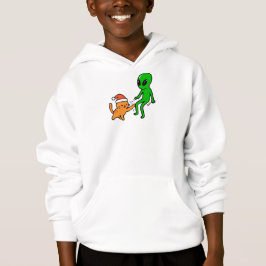 Weihnachtsorange Katze und Außerirdischer Hoodie