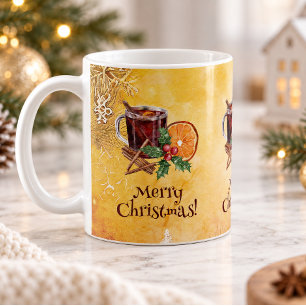 Weihnachtsorange Stechpalmenbeere Zimt Grüße Kaffeetasse