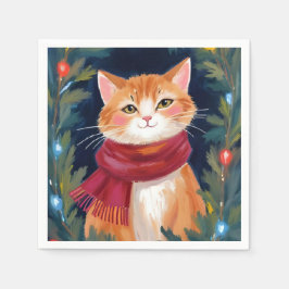Weihnachtsorangenkatze Festives Haustier Ferien Serviette