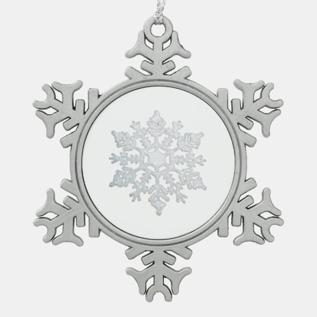 Weihnachtsordnung Schneeflocken Zinn-Ornament (Vorderseite)