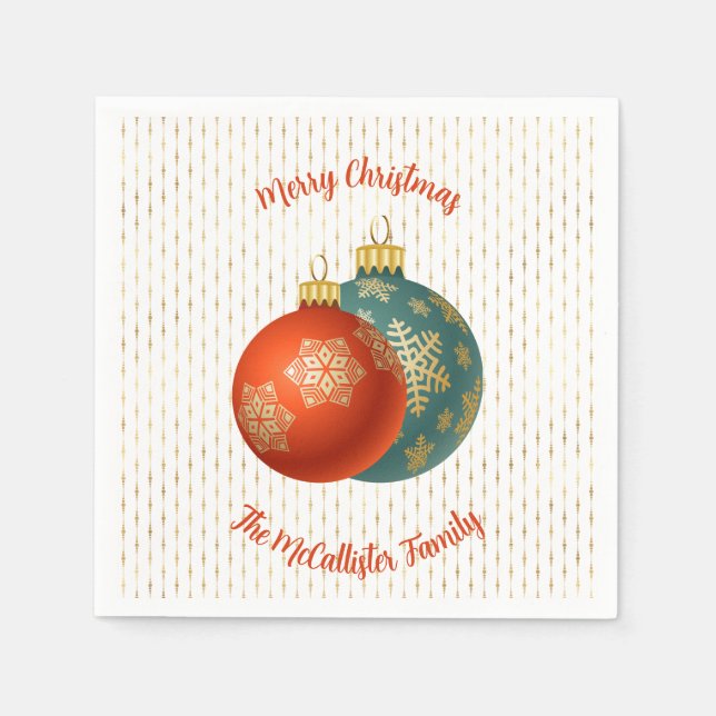 Weihnachtsornamente Papier Napkin Serviette (Vorderseite)