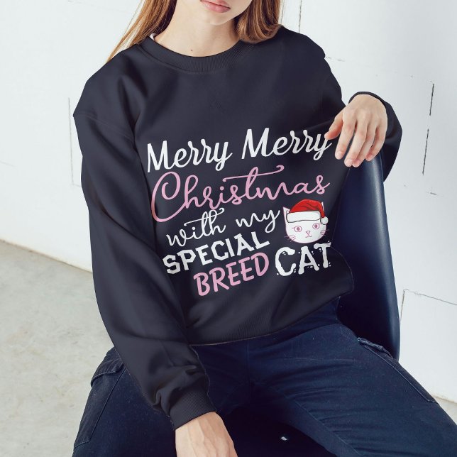 Weihnachtsoutfit Merry Party Personalisiert Cat Pe Sweatshirt (Von Creator hochgeladen)