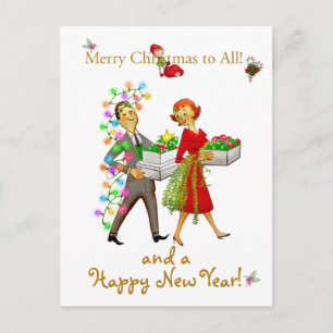 Weihnachtspaar Frohe Weihnachtsgrüße Postkarte