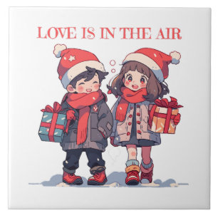 Weihnachtspaar - Liebe liegt in der Luft Fliese