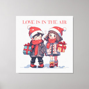 Weihnachtspaar - Liebe liegt in der Luft Leinwanddruck
