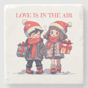 Weihnachtspaar - Liebe liegt in der Luft Steinuntersetzer