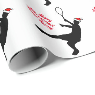 WeihnachtsPackpapier für Tennisspieler u. -traine Geschenkpapier