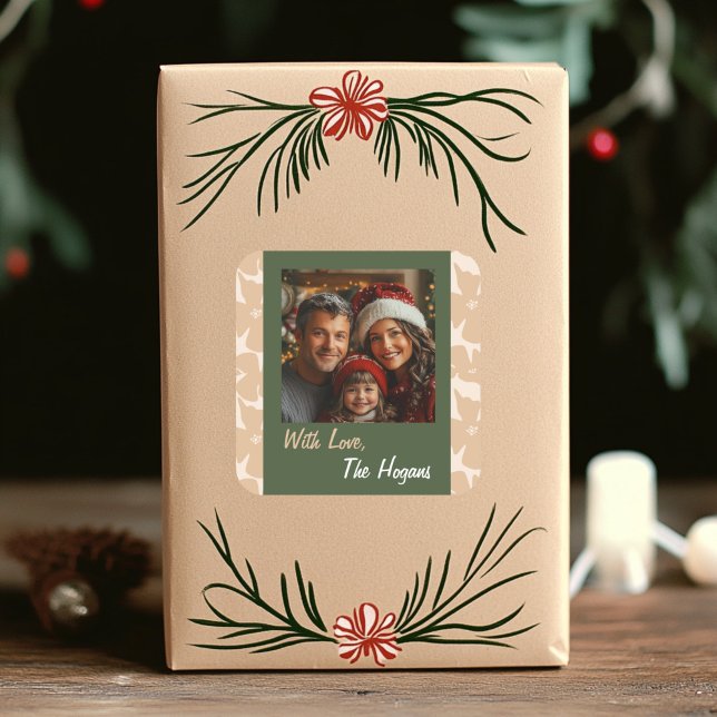 Weihnachtspaketaufkleber für Folklorekunst Quadratischer Aufkleber (Folk Art Square Sticker )