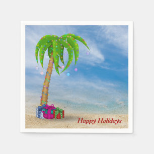 Weihnachtspalme am Strand Serviette