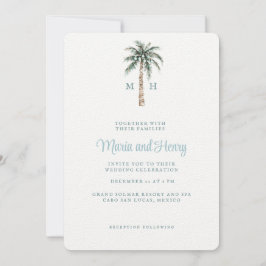 Weihnachtspalme | Beach Wedding Monogram Einladung