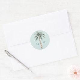 Weihnachtspalme | Beach Wedding Monogram Runder Aufkleber