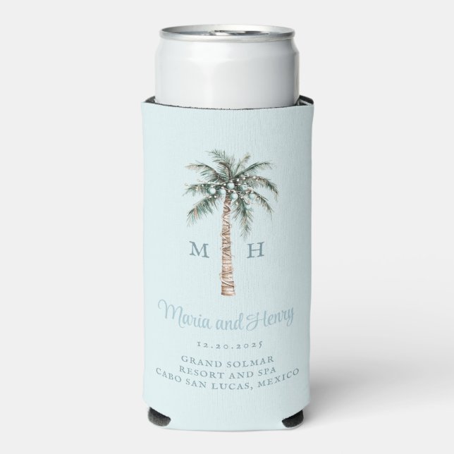 Weihnachtspalme | Beach Wedding Monogram Selters Dosenkühler (Seltzer Vorderseite)