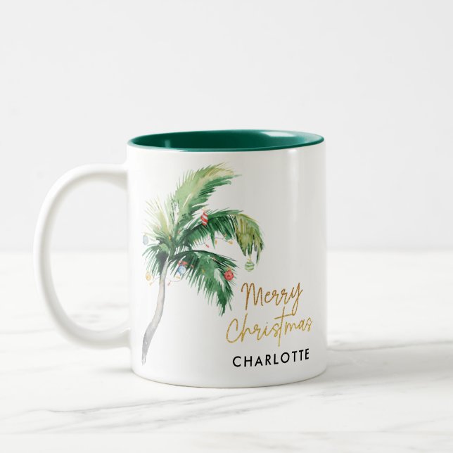 Weihnachtspalme Tree Custom Zweifarbige Tasse (Links)